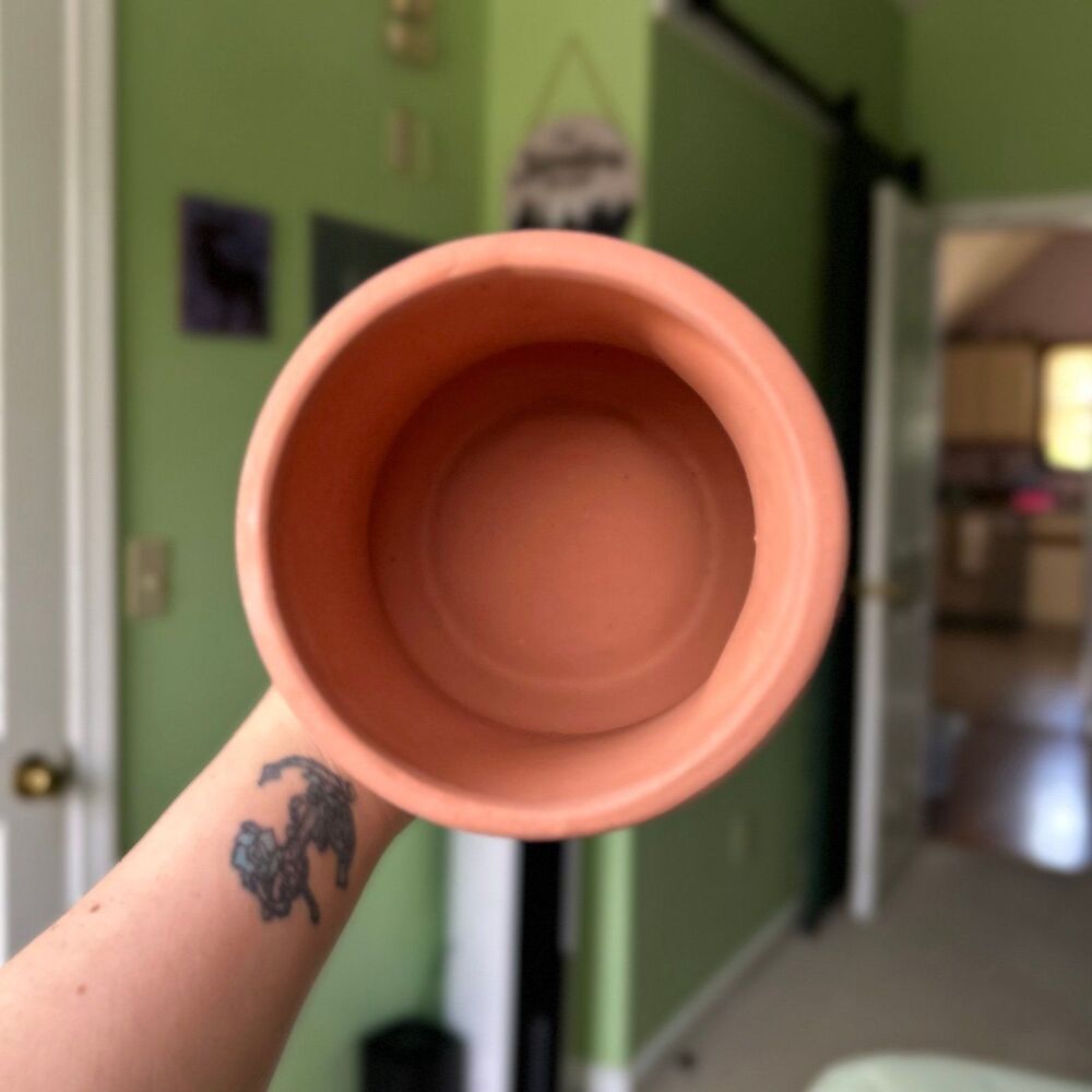 Clay Orange Pottery Farmhouse Kitchen Utensils Holder Cottagecore Accent - Picture 6 of 9